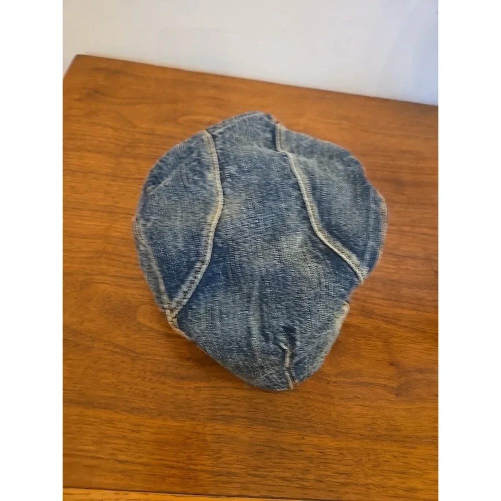 Vintage Denim Cabbie Newsboy Cap Gatsby Hat Retro 80s Jean Golf Grunge Mens Med